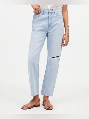Madewell “Perfect Summer Jean” High Rise Straight Leg Distressed Jeans Size 28